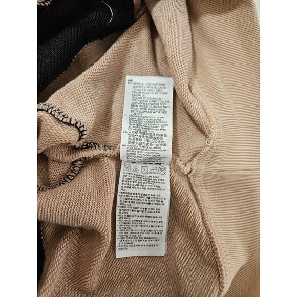 Adidas Originals Women's Beige Black Logo Tape Cropped Hoodie Sweatshirt Size 32 - Picture 12 of 12
